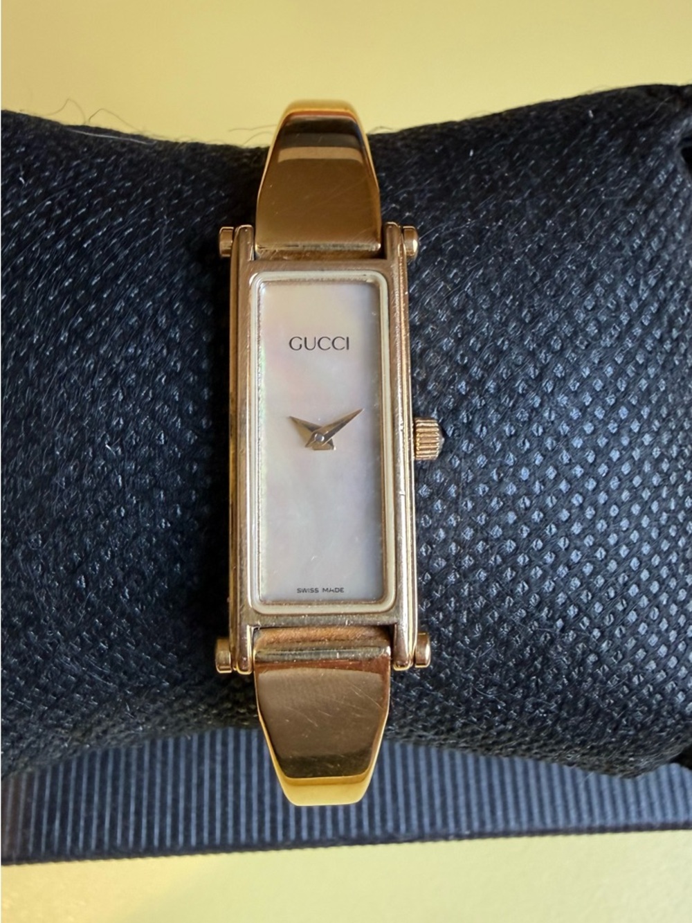 Gucci Gold-Tone Rectangular Mother-of-Pearl Bangle Watch - Picture 8 of 9